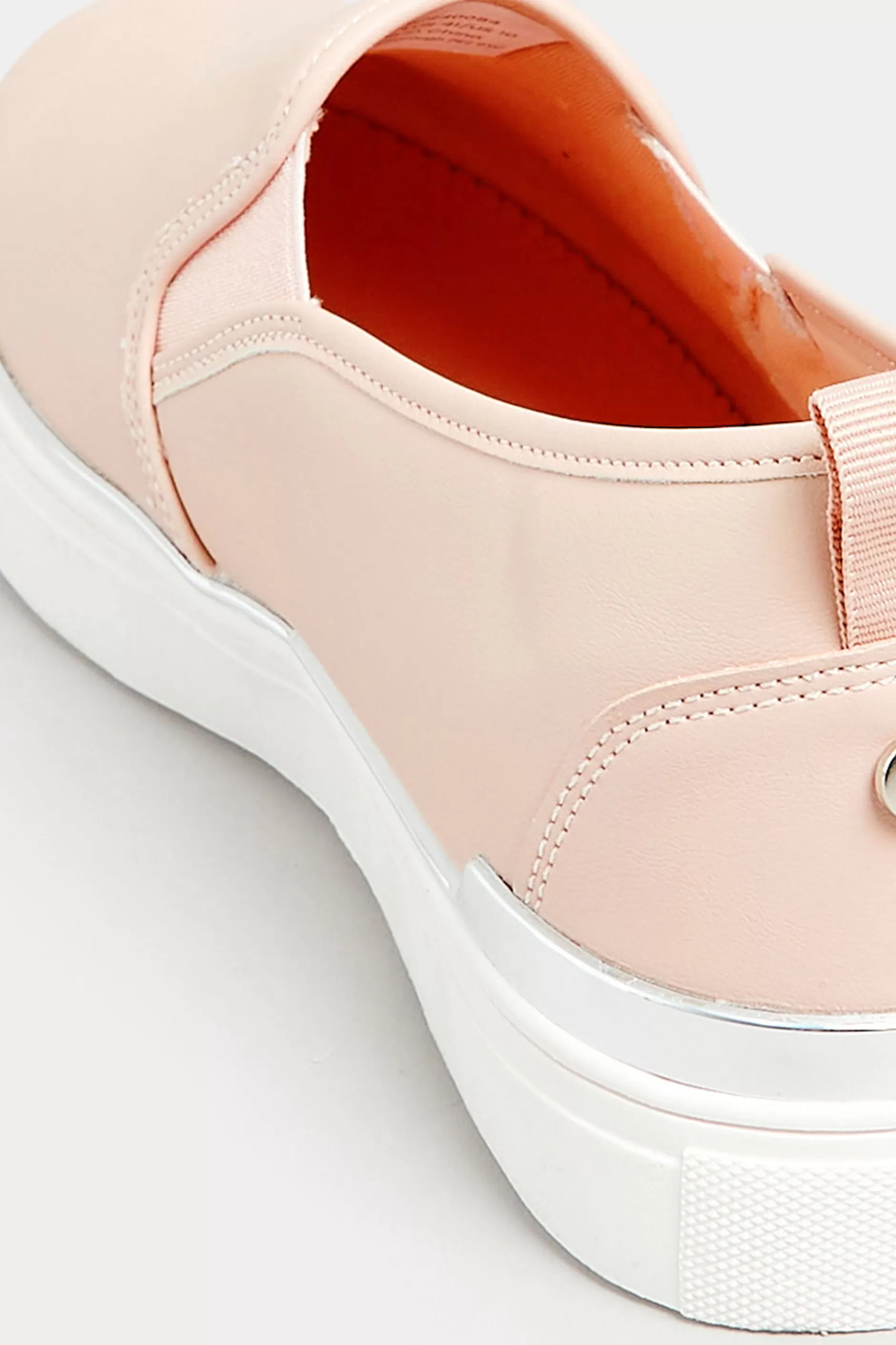 Women M&Co Flat Shoes>Yours Yours Pink & Silver Hardware Slip-On Trainers In Extra Wide Eee Fit