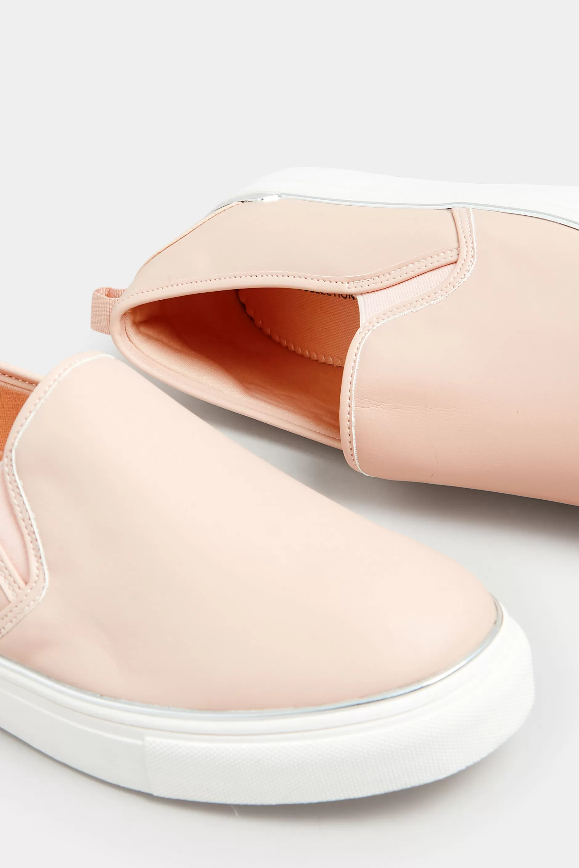 Women M&Co Flat Shoes>Yours Yours Pink & Silver Hardware Slip-On Trainers In Extra Wide Eee Fit