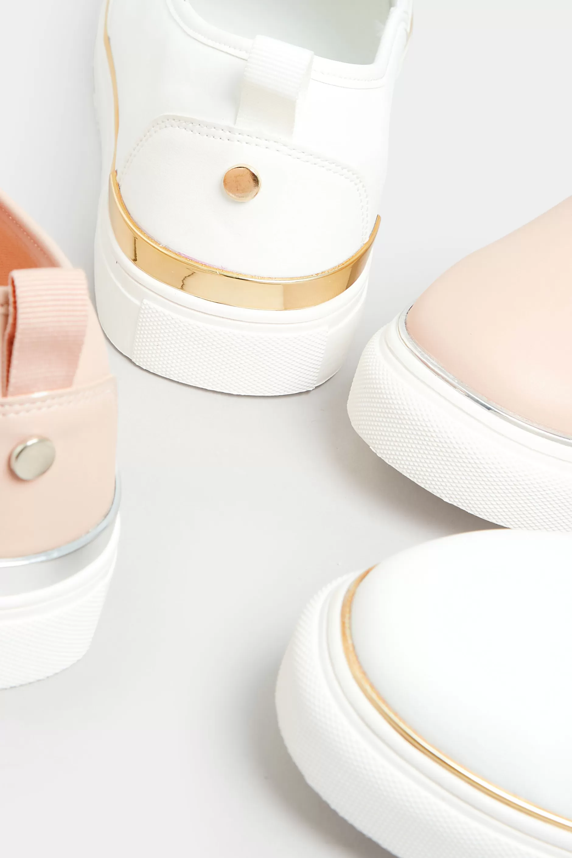 Women M&Co Flat Shoes>Yours Yours Pink & Silver Hardware Slip-On Trainers In Extra Wide Eee Fit