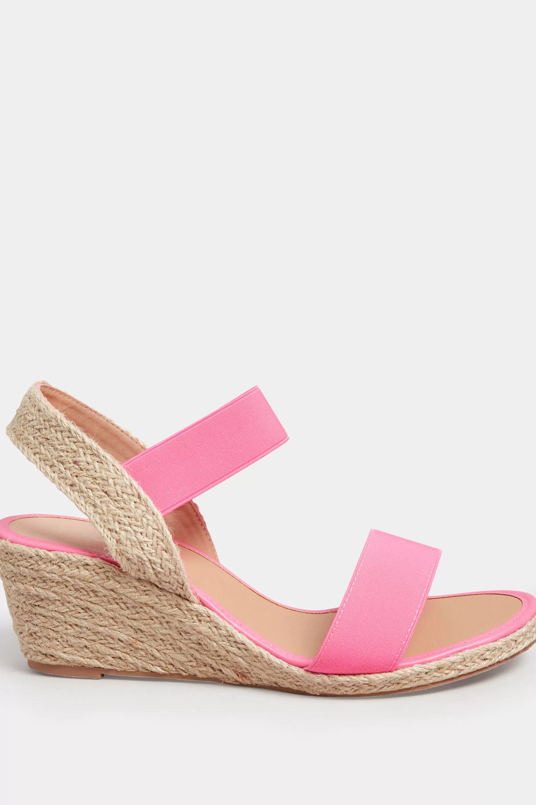 Women M&Co Sandals>Yours Yours Pink Espadrille Wedges In Wide E Fit & Extra Wide Eee Fit