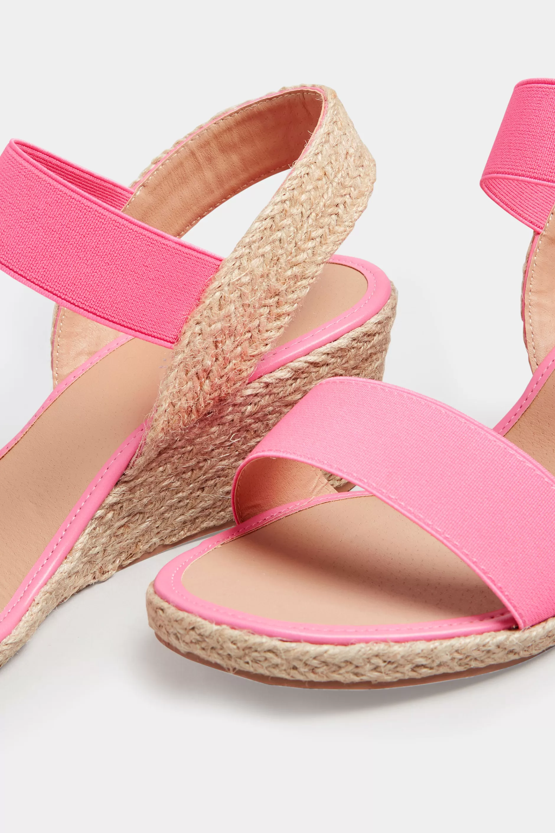 Women M&Co Sandals>Yours Yours Pink Espadrille Wedges In Wide E Fit & Extra Wide Eee Fit