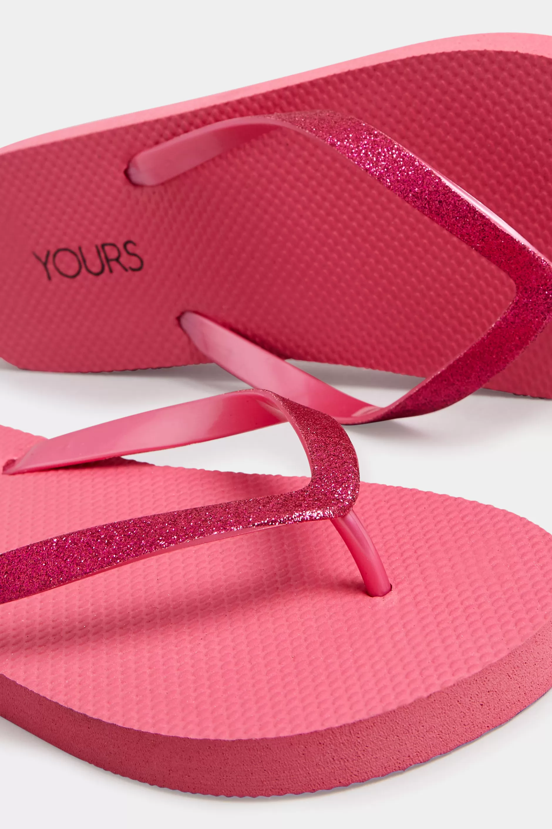 Women M&Co Flat Shoes>Yours Yours Pink Flip Flops In Extra Wide Eee Fit