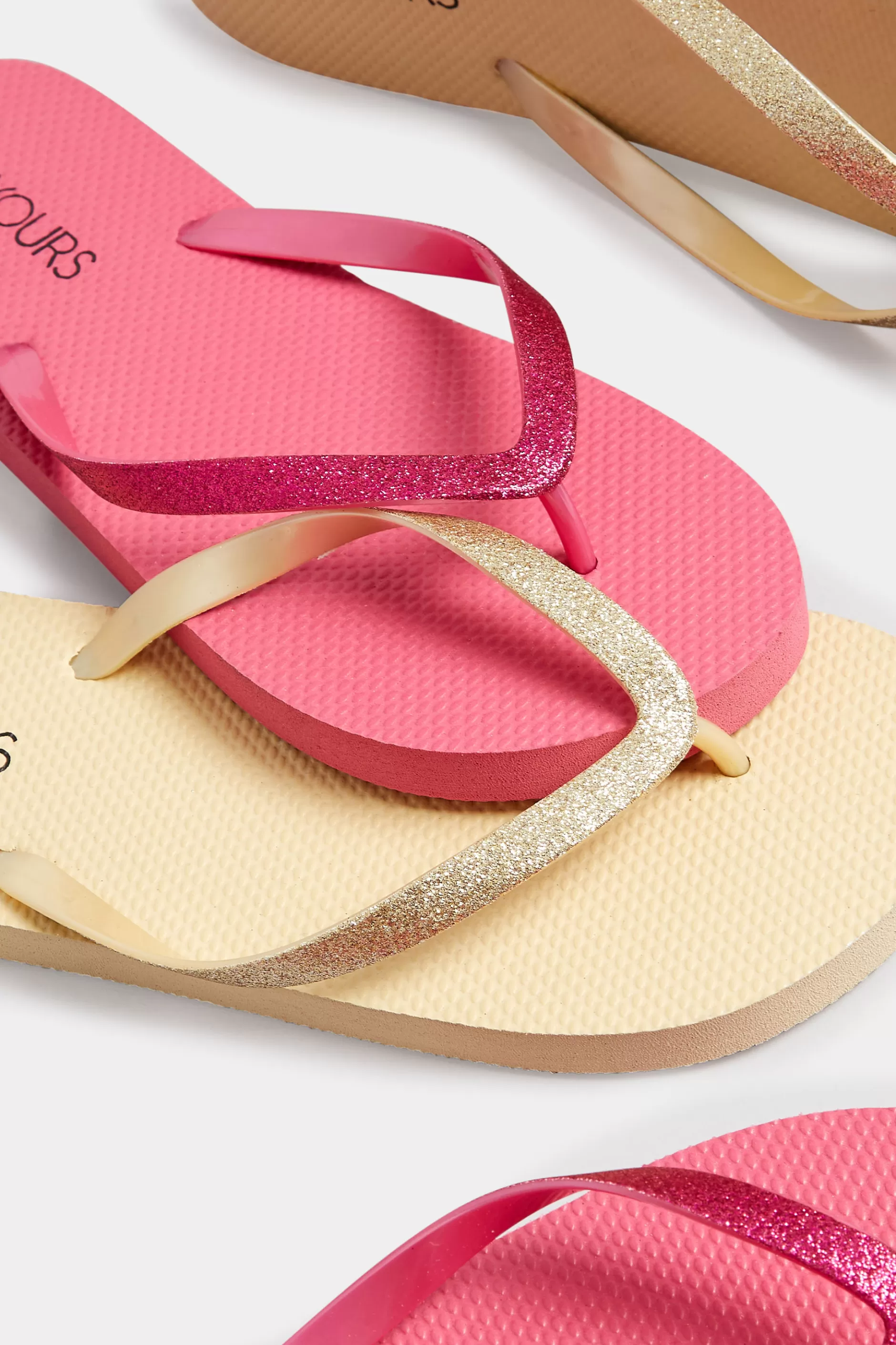 Women M&Co Flat Shoes>Yours Yours Pink Flip Flops In Extra Wide Eee Fit