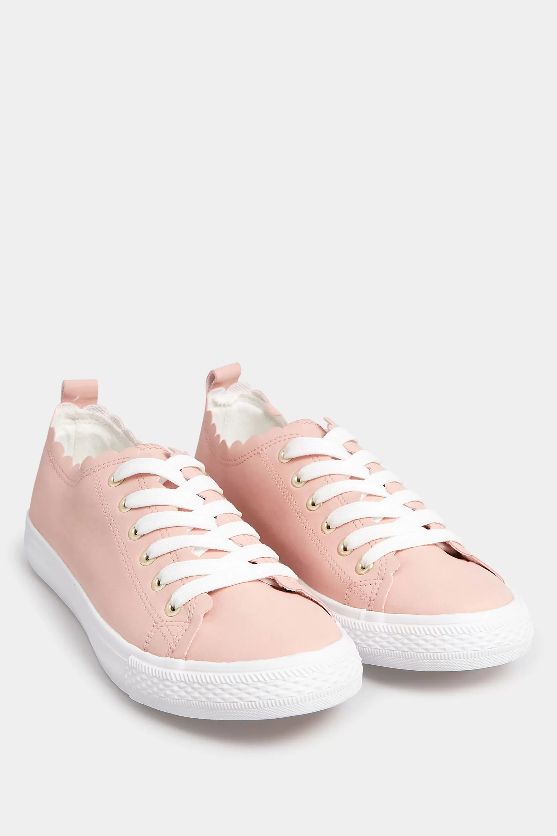 Women M&Co Trainers>Yours Yours Pink Scalloped Edge Trainers In Wide E Fit