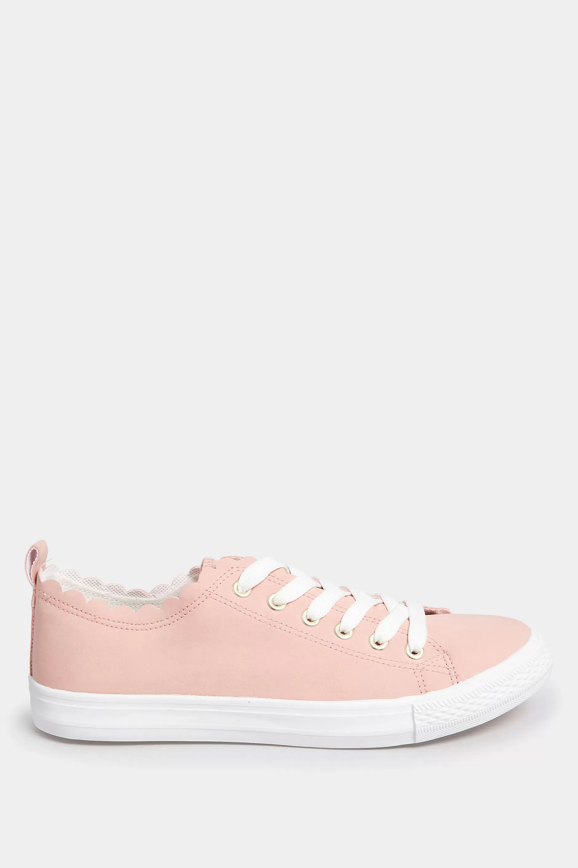 Women M&Co Trainers>Yours Yours Pink Scalloped Edge Trainers In Wide E Fit