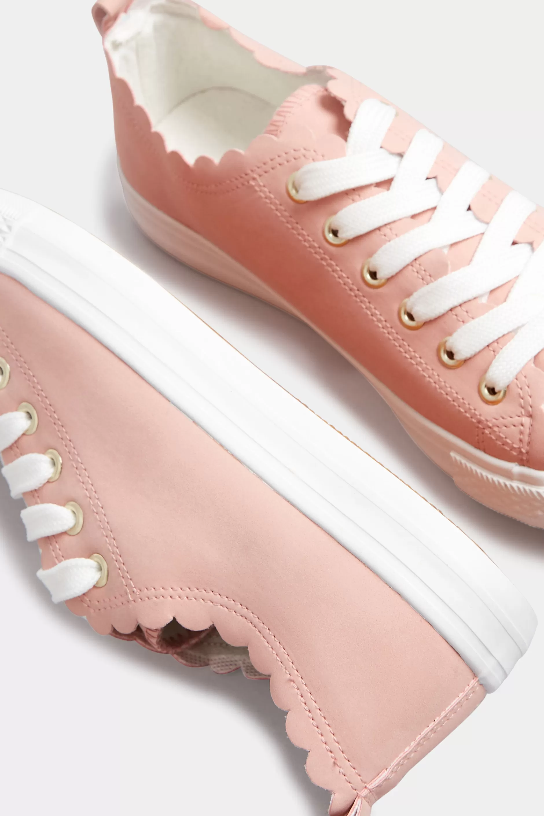 Women M&Co Trainers>Yours Yours Pink Scalloped Edge Trainers In Wide E Fit