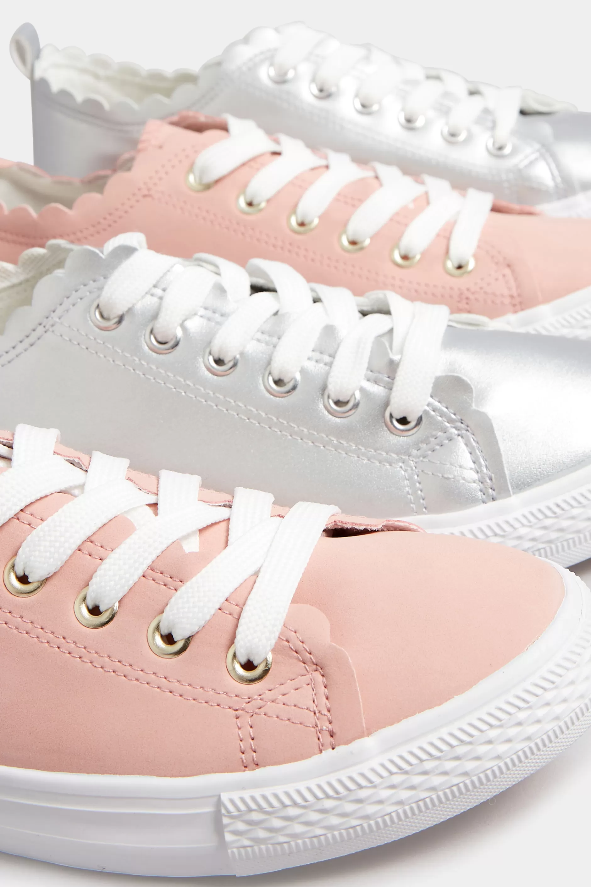 Women M&Co Trainers>Yours Yours Pink Scalloped Edge Trainers In Wide E Fit