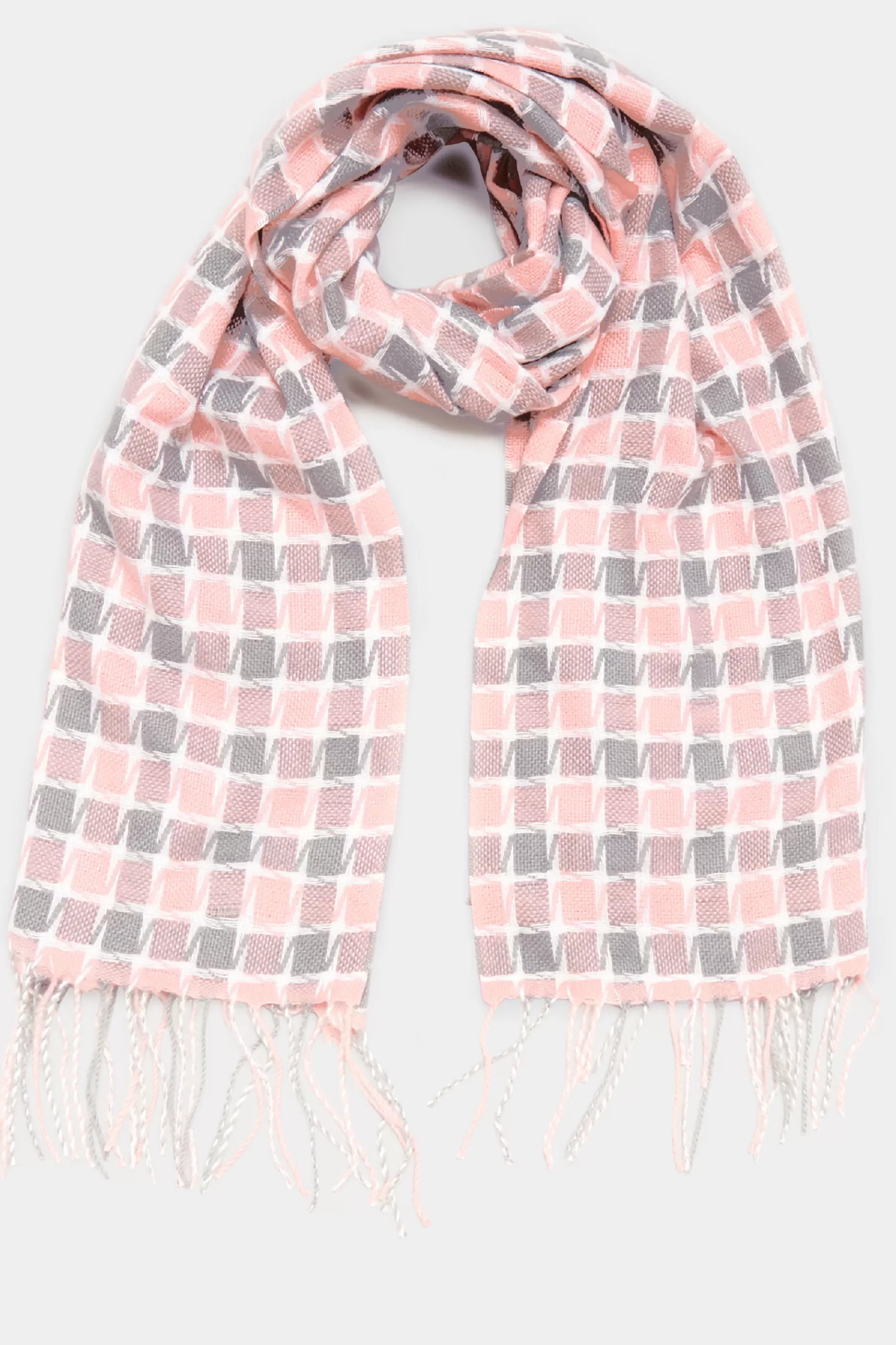 Women M&Co Scarves>Yours Yours Pink Square Check Tassel Scarf