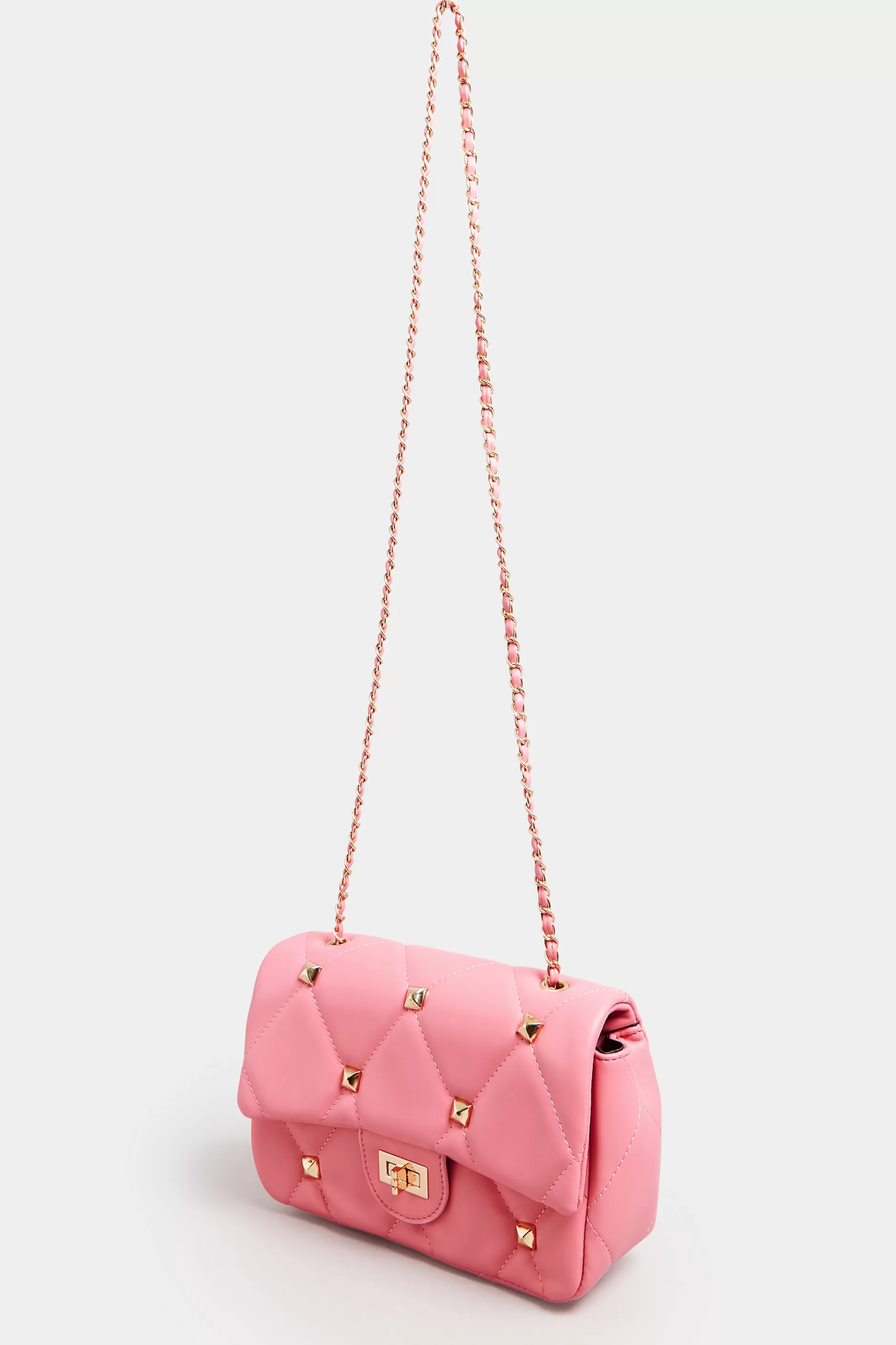 Women M&Co Bags>Yours Yours Pink Studded Quilted Chain Bag