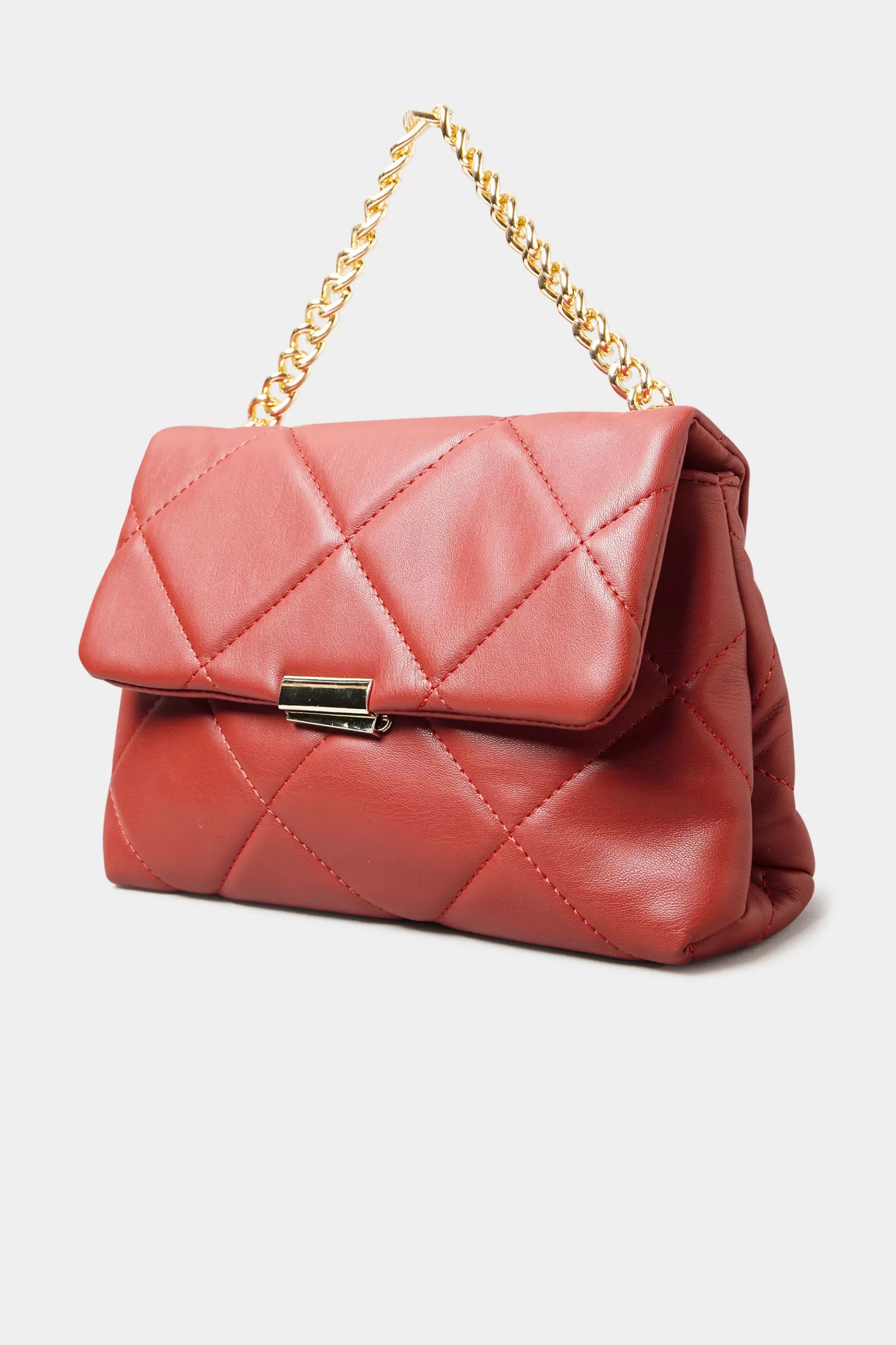 Women M&Co Bags>Yours Yours Red Quilted Chain Handle Bag