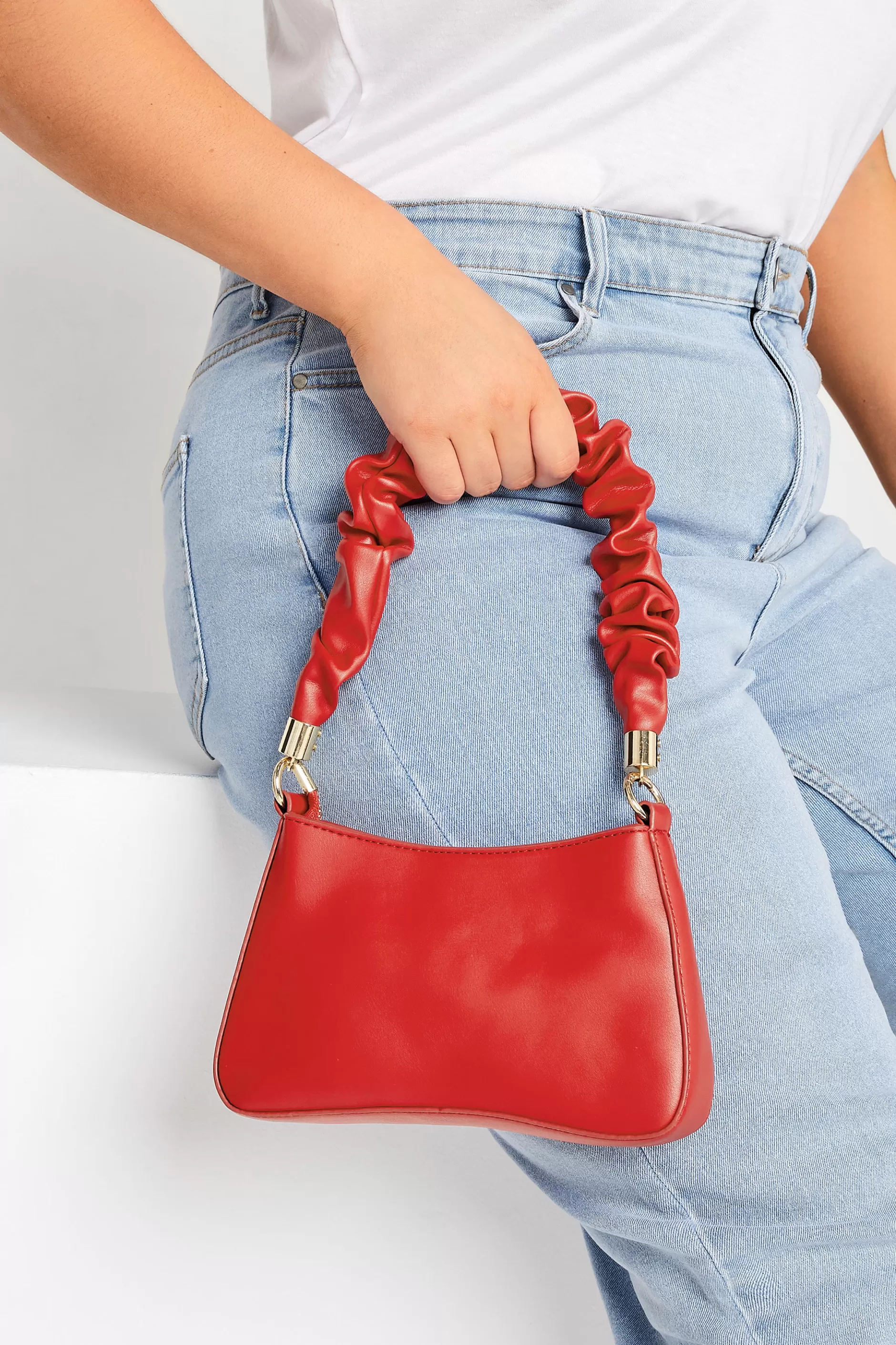 Women M&Co Bags>Yours Yours Red Ruched Handle Bag