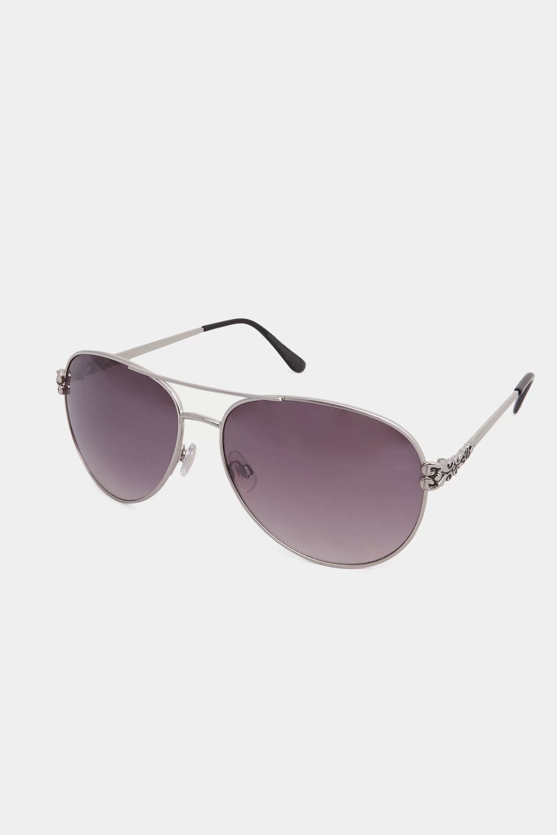 Women M&Co Sunglasses>Yours Yours Silver Aviator Frame Sunglasses