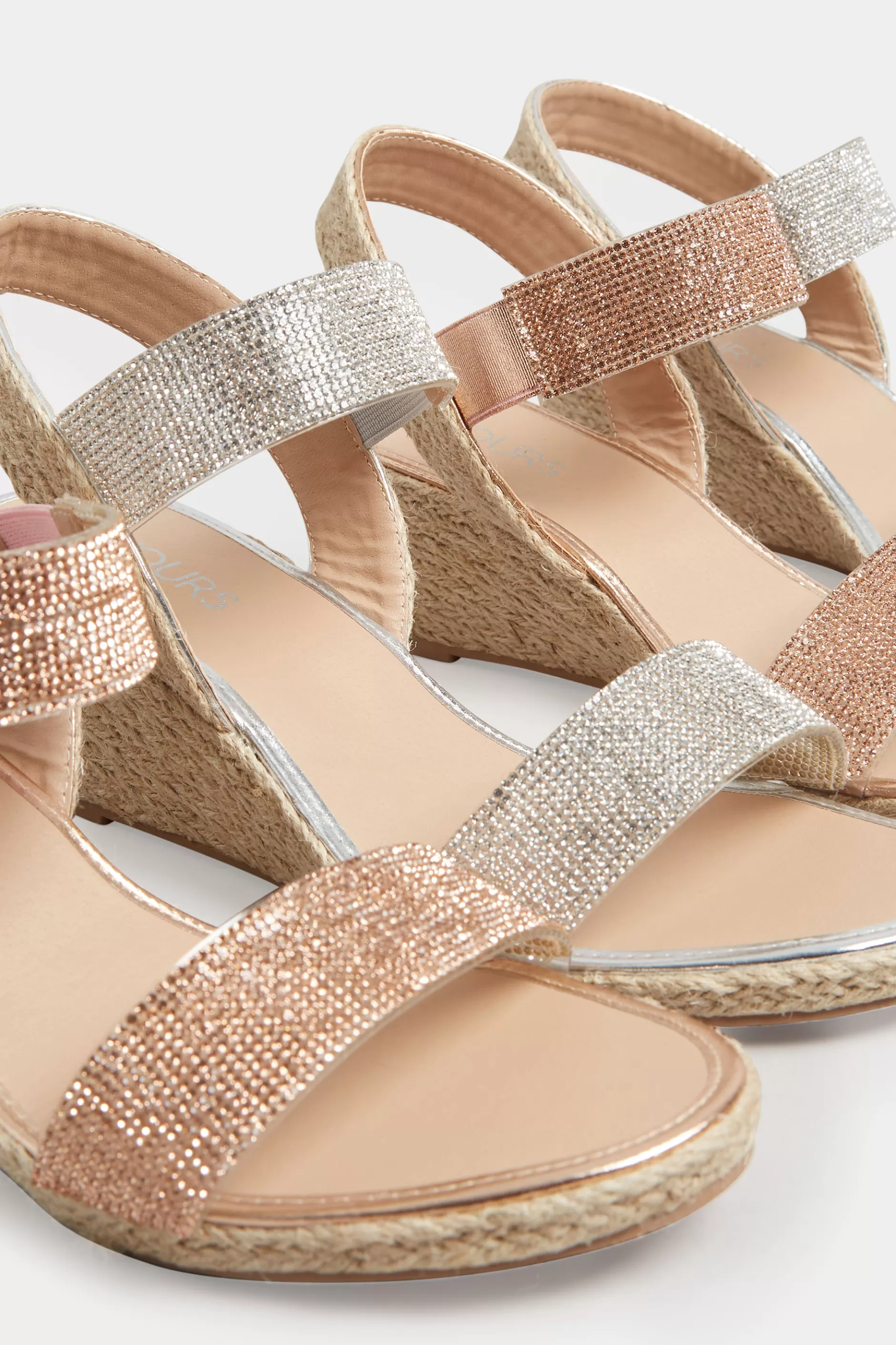 Women M&Co Heels>Yours Yours Silver Espadrille Wedge Sandals In Wide E Fit & Extra Wide Eee Fit