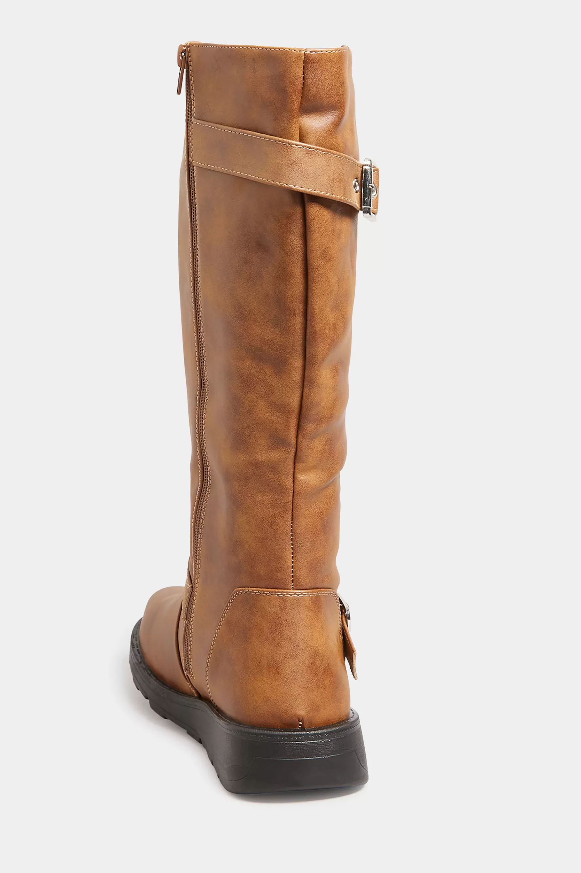 Women M&Co Boots>Yours Yours Tan Brown Knee High Wedge Boots In Wide E Fit
