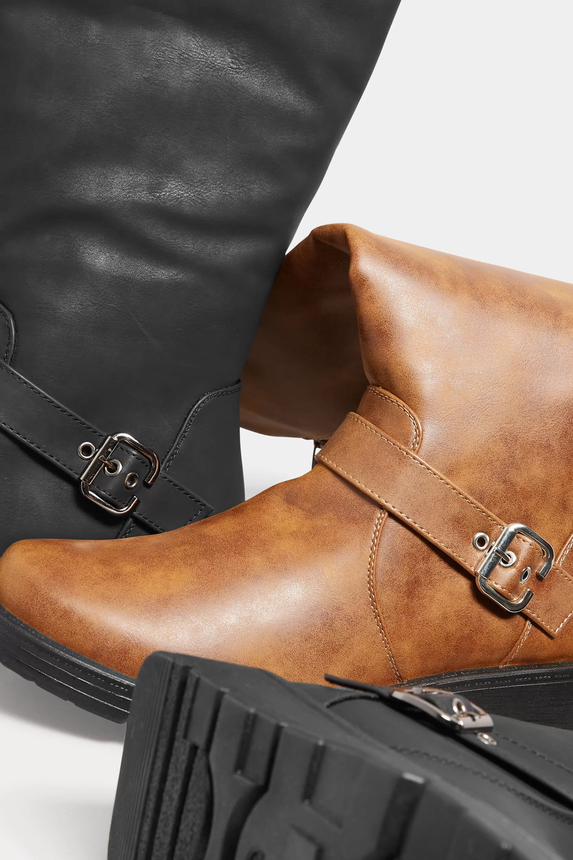 Women M&Co Boots>Yours Yours Tan Brown Knee High Wedge Boots In Wide E Fit