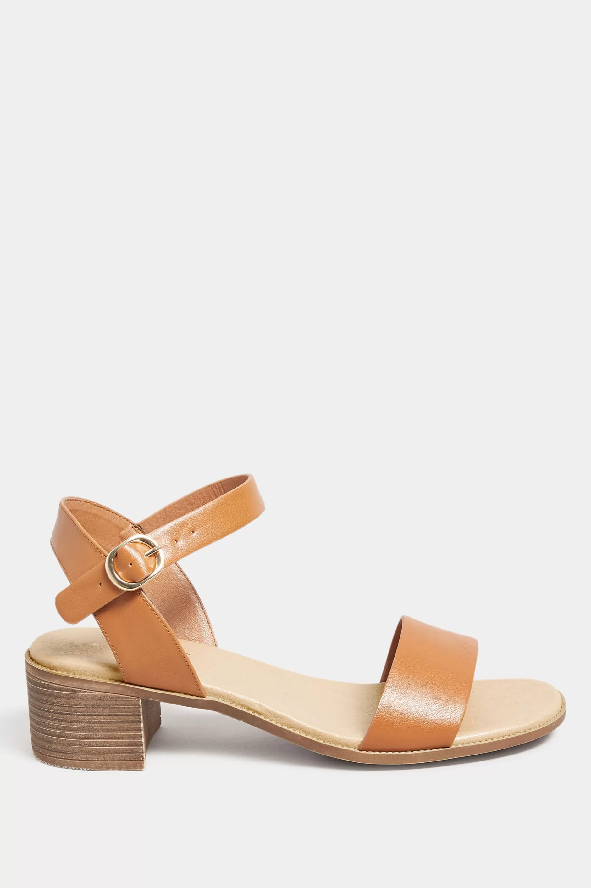 Women M&Co Sandals>Yours Yours Tan Brown Strappy Low Heel Sandals In Extra Wide Eee Fit
