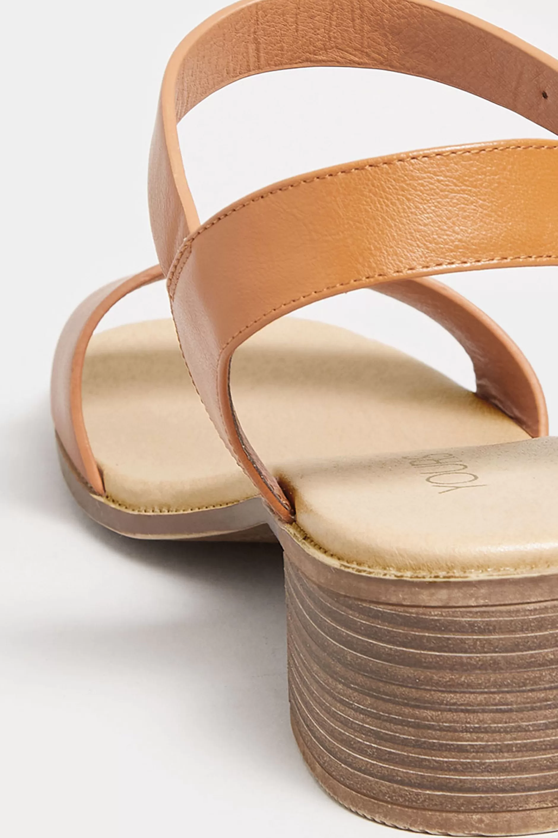 Women M&Co Sandals>Yours Yours Tan Brown Strappy Low Heel Sandals In Extra Wide Eee Fit