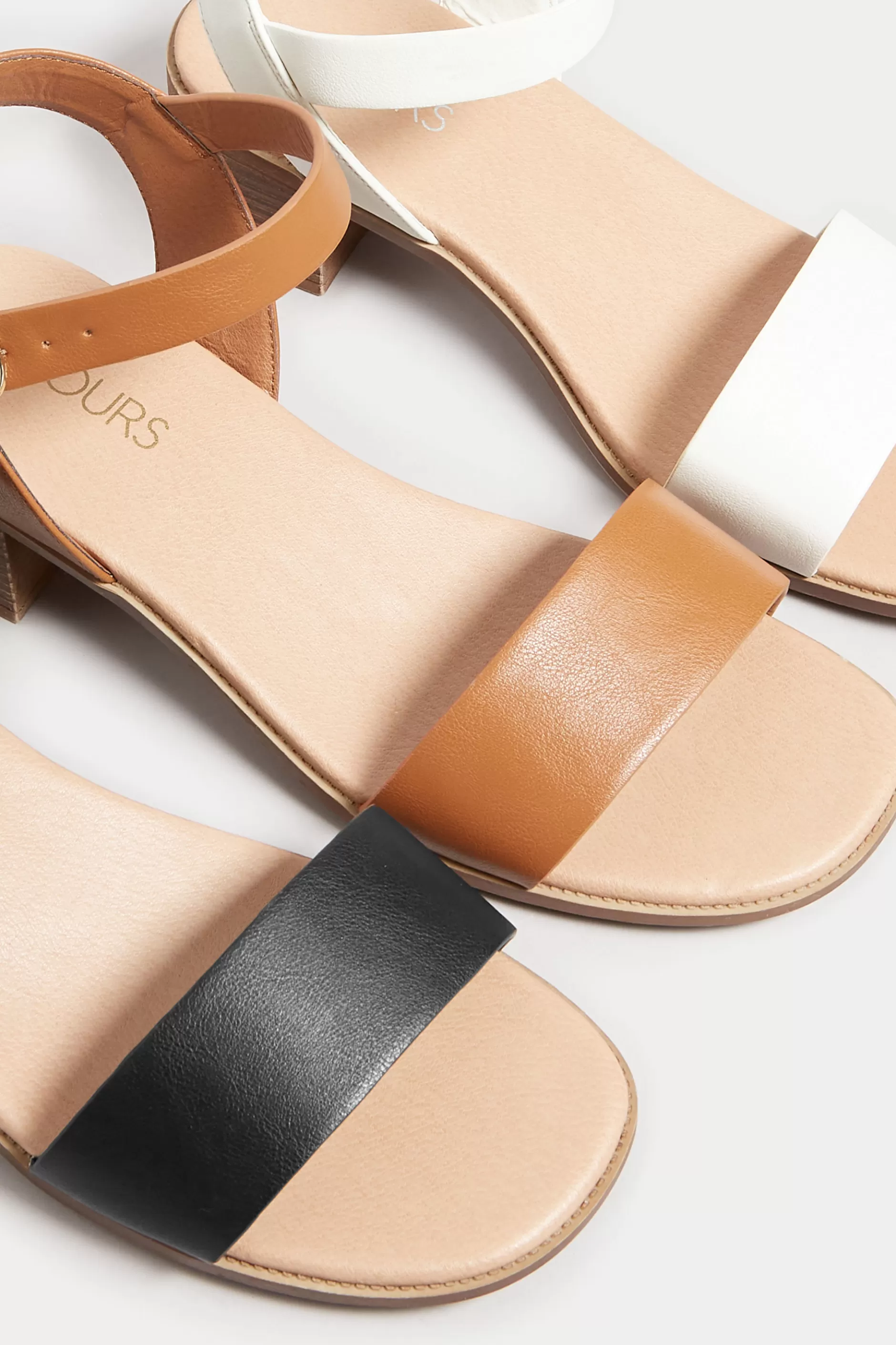 Women M&Co Sandals>Yours Yours Tan Brown Strappy Low Heel Sandals In Extra Wide Eee Fit