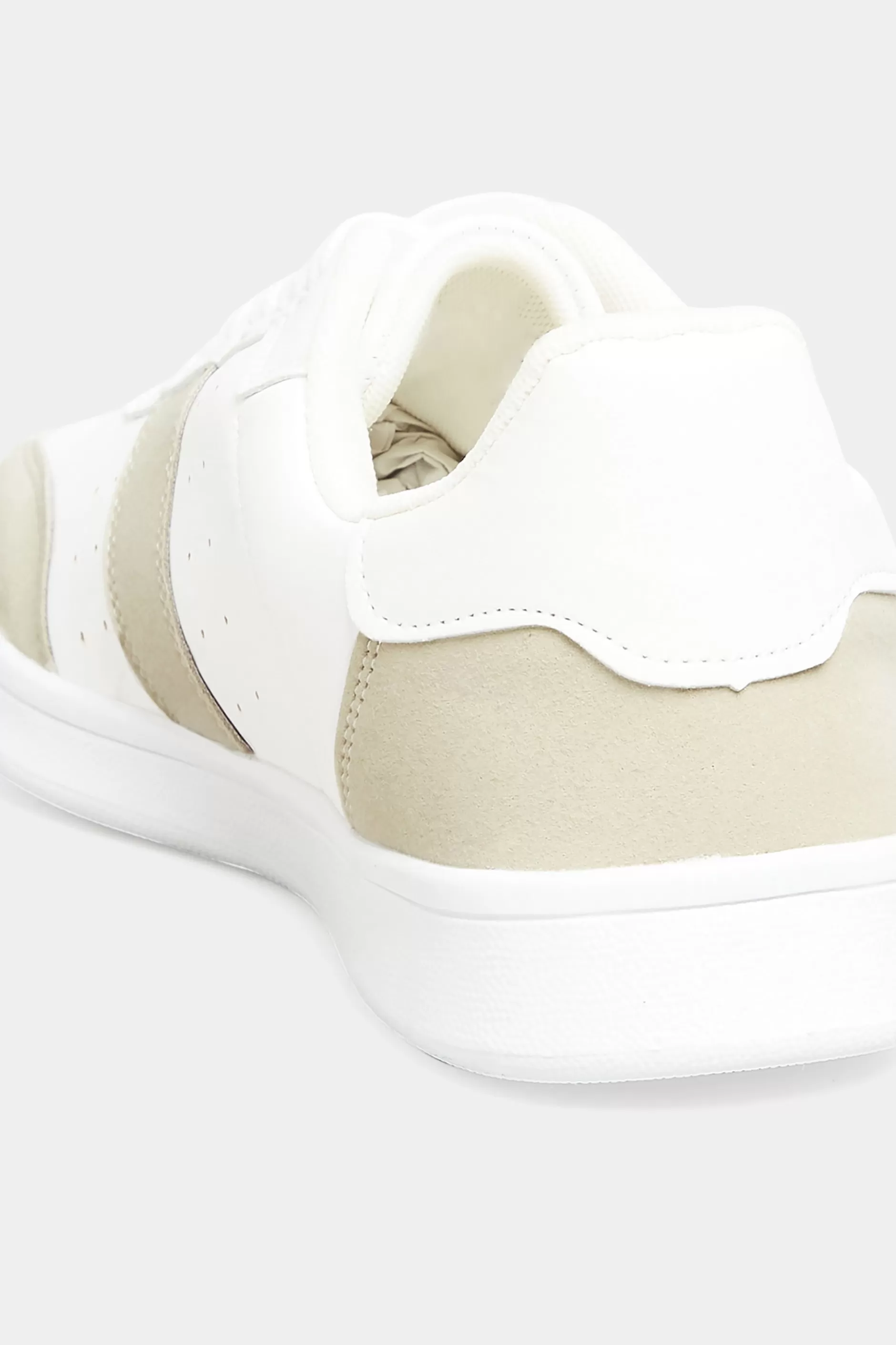 Women M&Co Trainers>Yours Yours White & Beige Brown Stripe Trainers In Wide E Fit