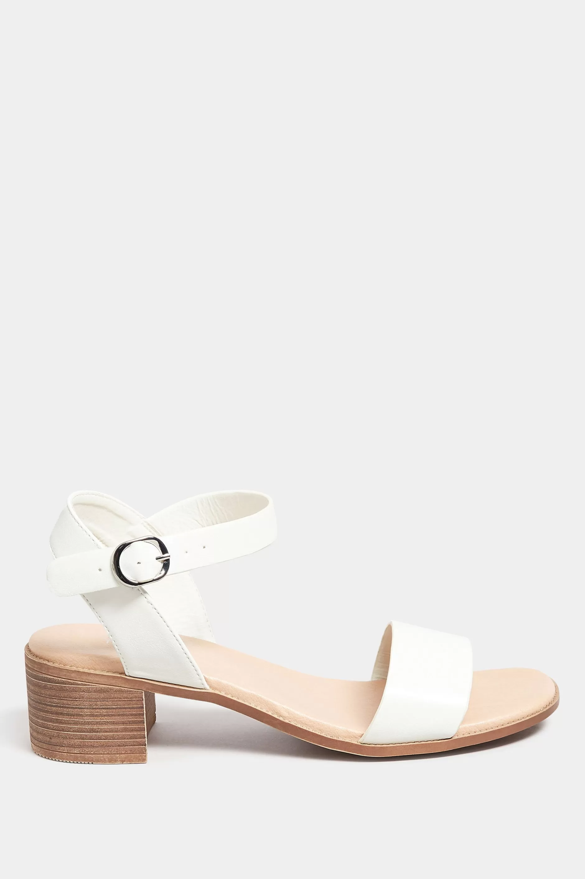 Women M&Co Heels>Yours Yours White Block Strappy Low Heel Sandals In Extra Wide Eee Fit
