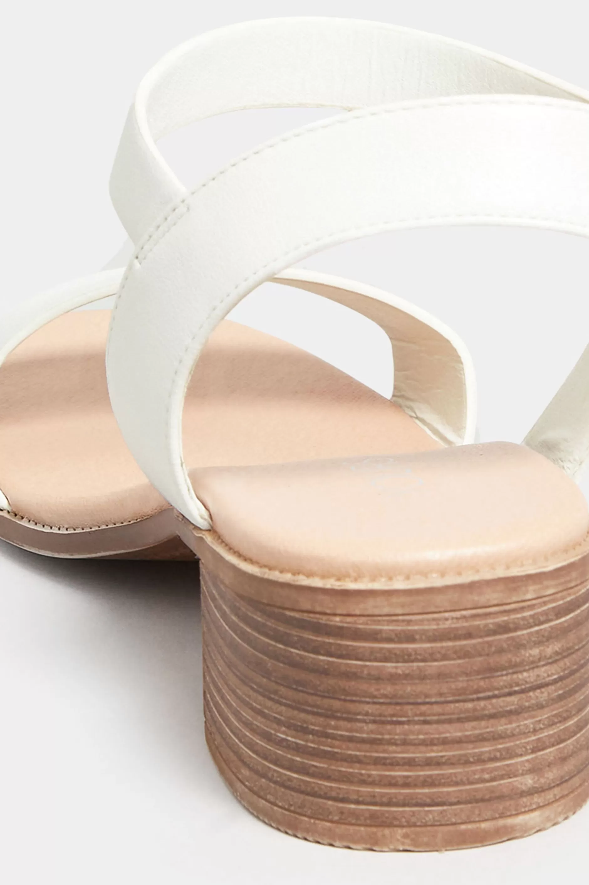 Women M&Co Heels>Yours Yours White Block Strappy Low Heel Sandals In Extra Wide Eee Fit