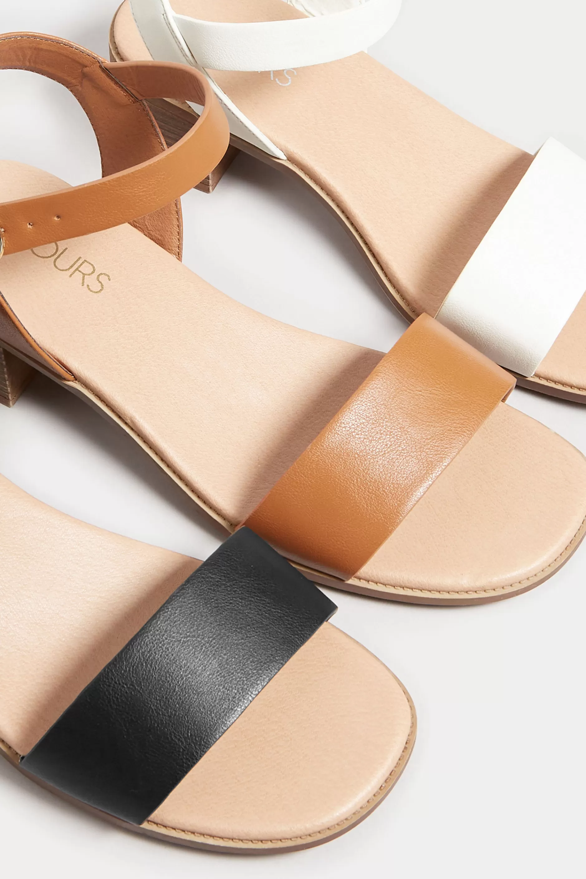 Women M&Co Heels>Yours Yours White Block Strappy Low Heel Sandals In Extra Wide Eee Fit