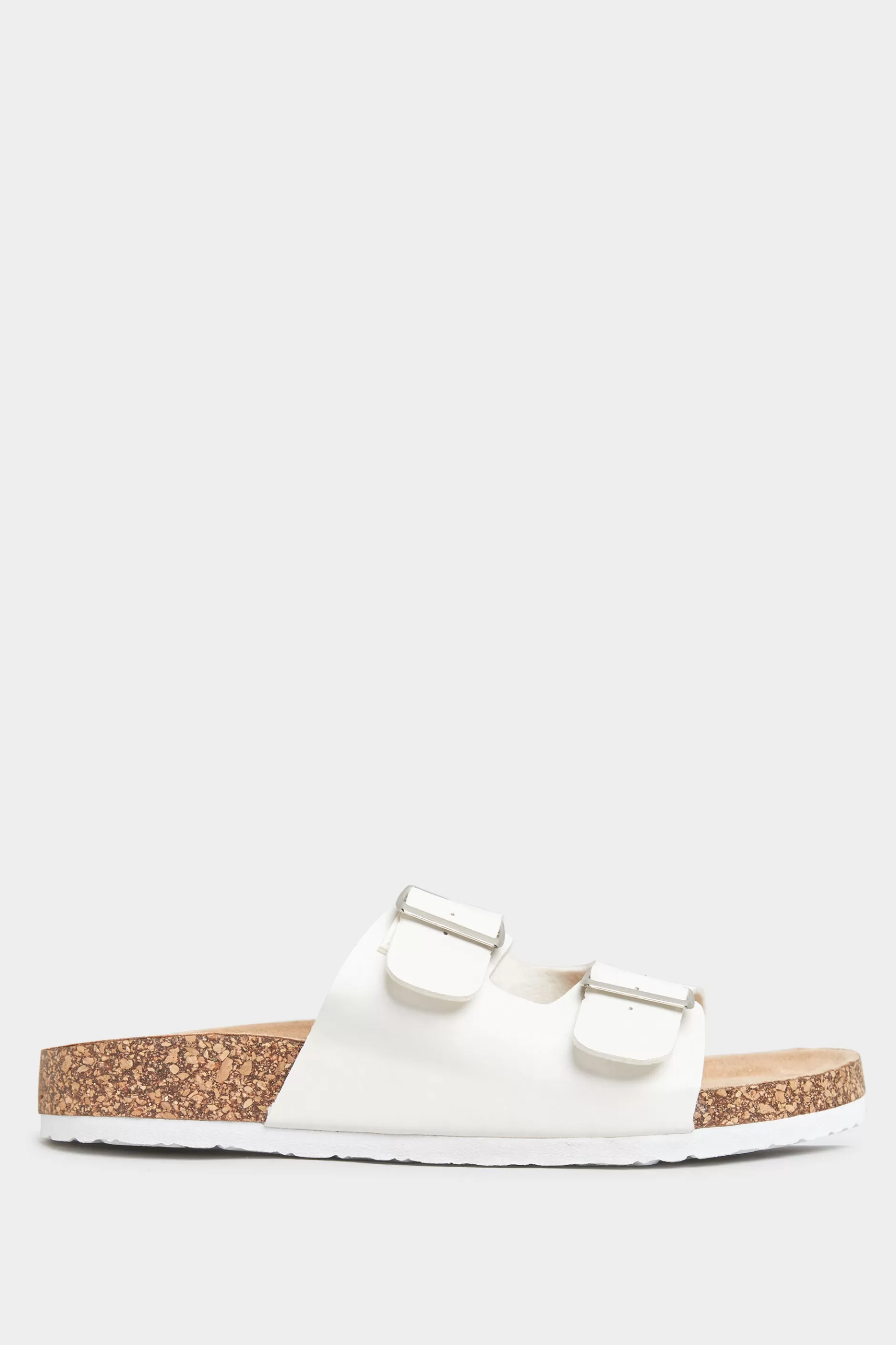Women M&Co Flat Shoes>Yours Yours White Buckle Strap Footbed Sandals In Extra Wide Eee Fit