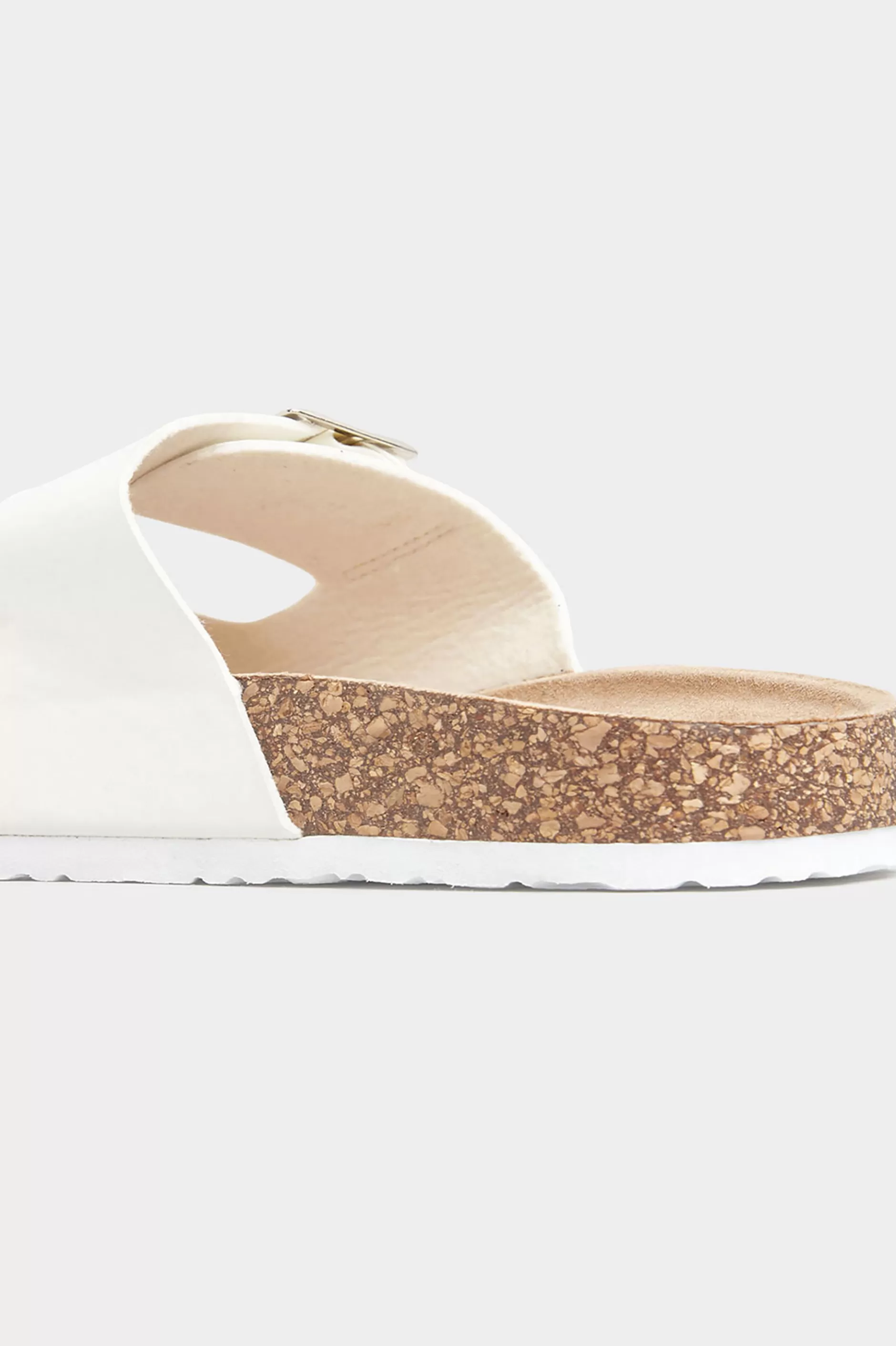Women M&Co Flat Shoes>Yours Yours White Buckle Strap Footbed Sandals In Extra Wide Eee Fit