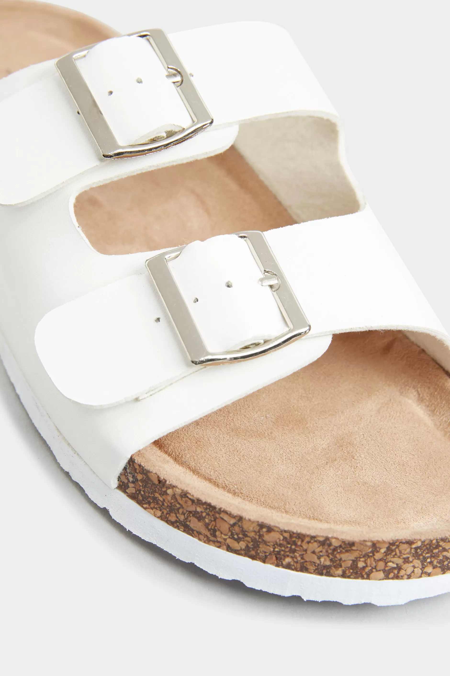 Women M&Co Flat Shoes>Yours Yours White Buckle Strap Footbed Sandals In Extra Wide Eee Fit