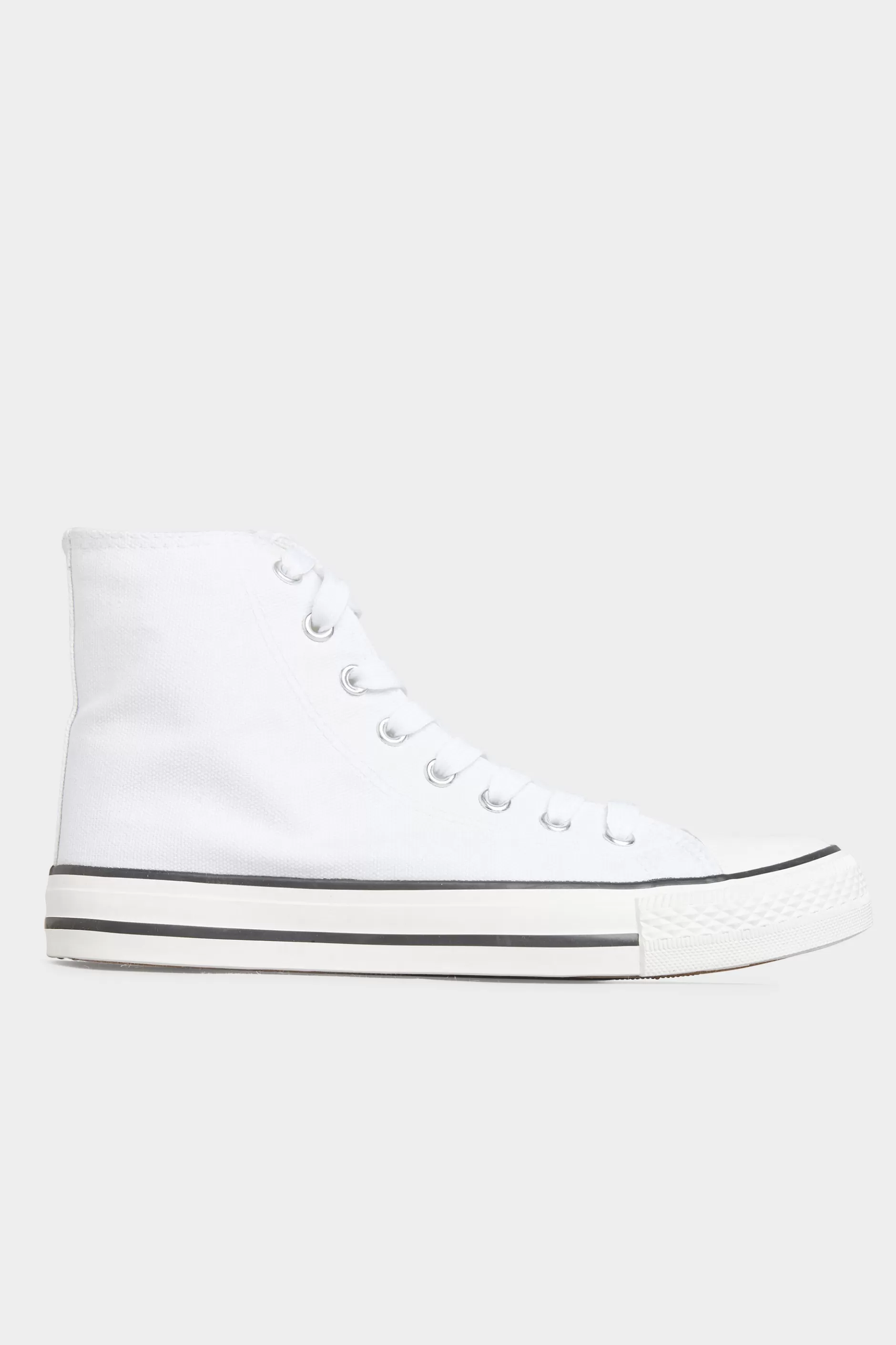 Women M&Co Flat Shoes>Yours Yours White Canvas High Top Trainers In Wide E Fit