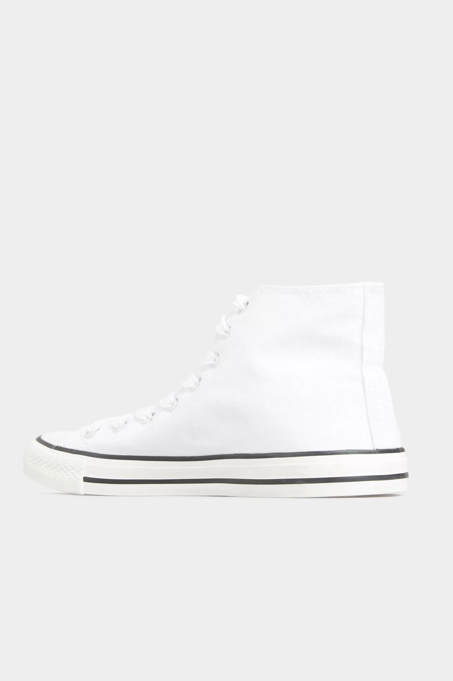 Women M&Co Flat Shoes>Yours Yours White Canvas High Top Trainers In Wide E Fit