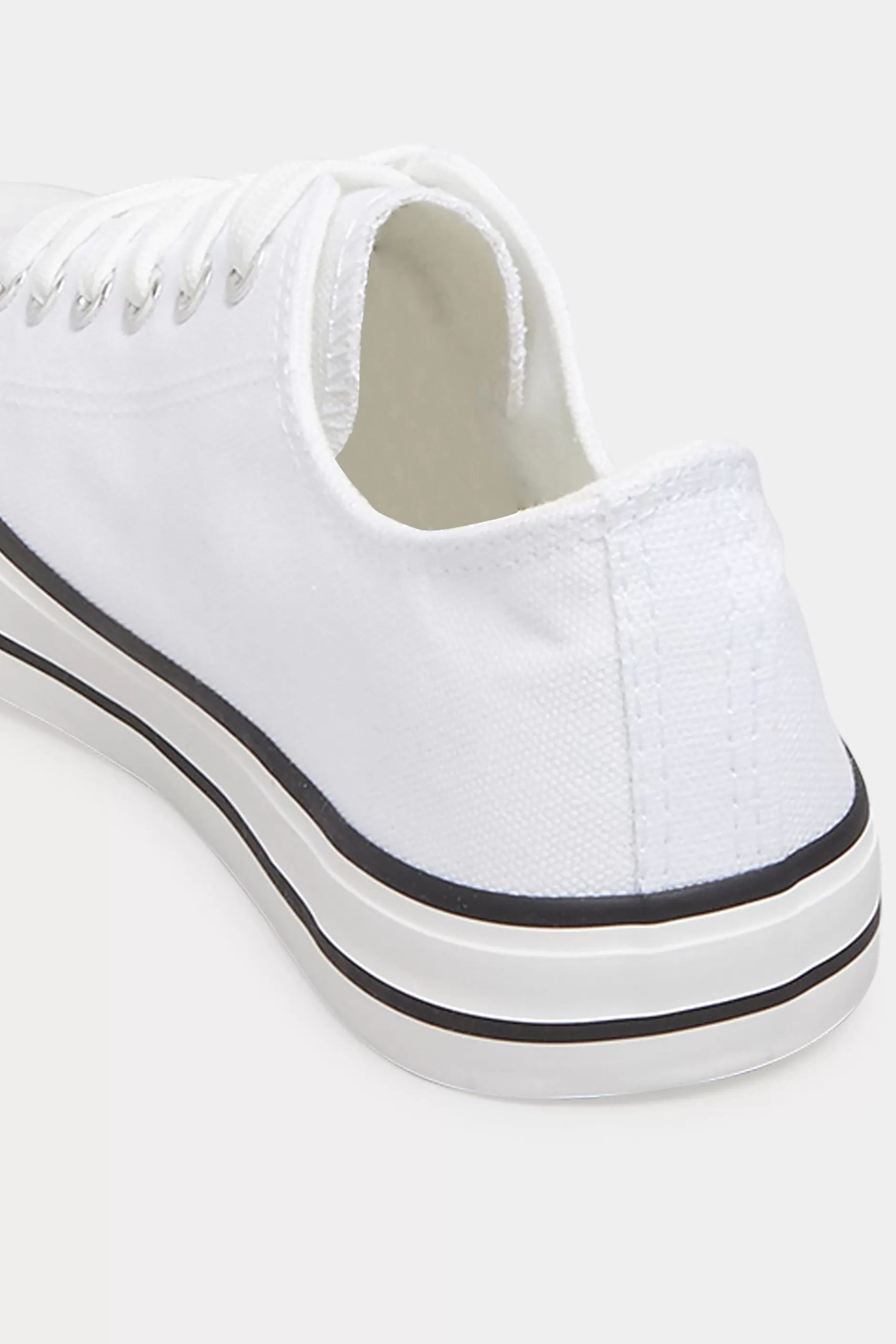 Women M&Co Flat Shoes>Yours Yours White Canvas Low Trainers In Wide E Fit