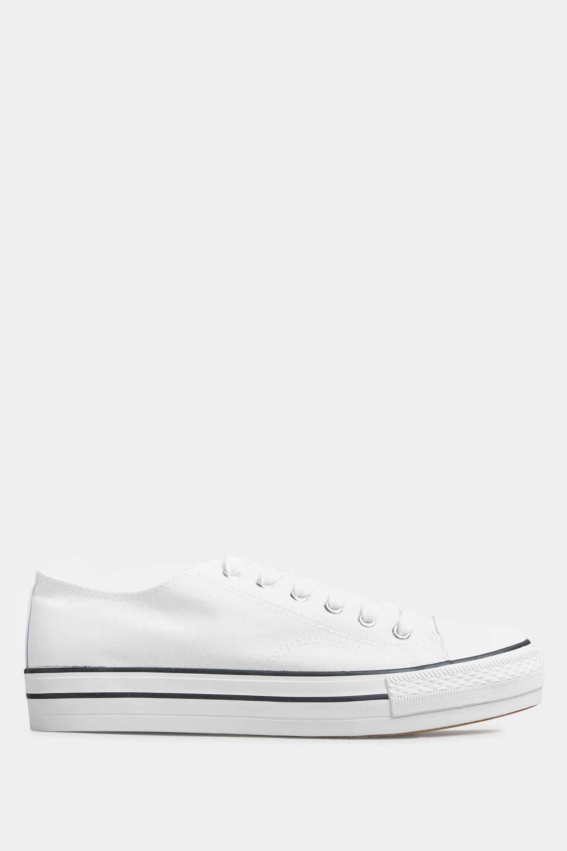 Women M&Co Flat Shoes>Yours Yours White Canvas Platform Trainers In Wide E Fit