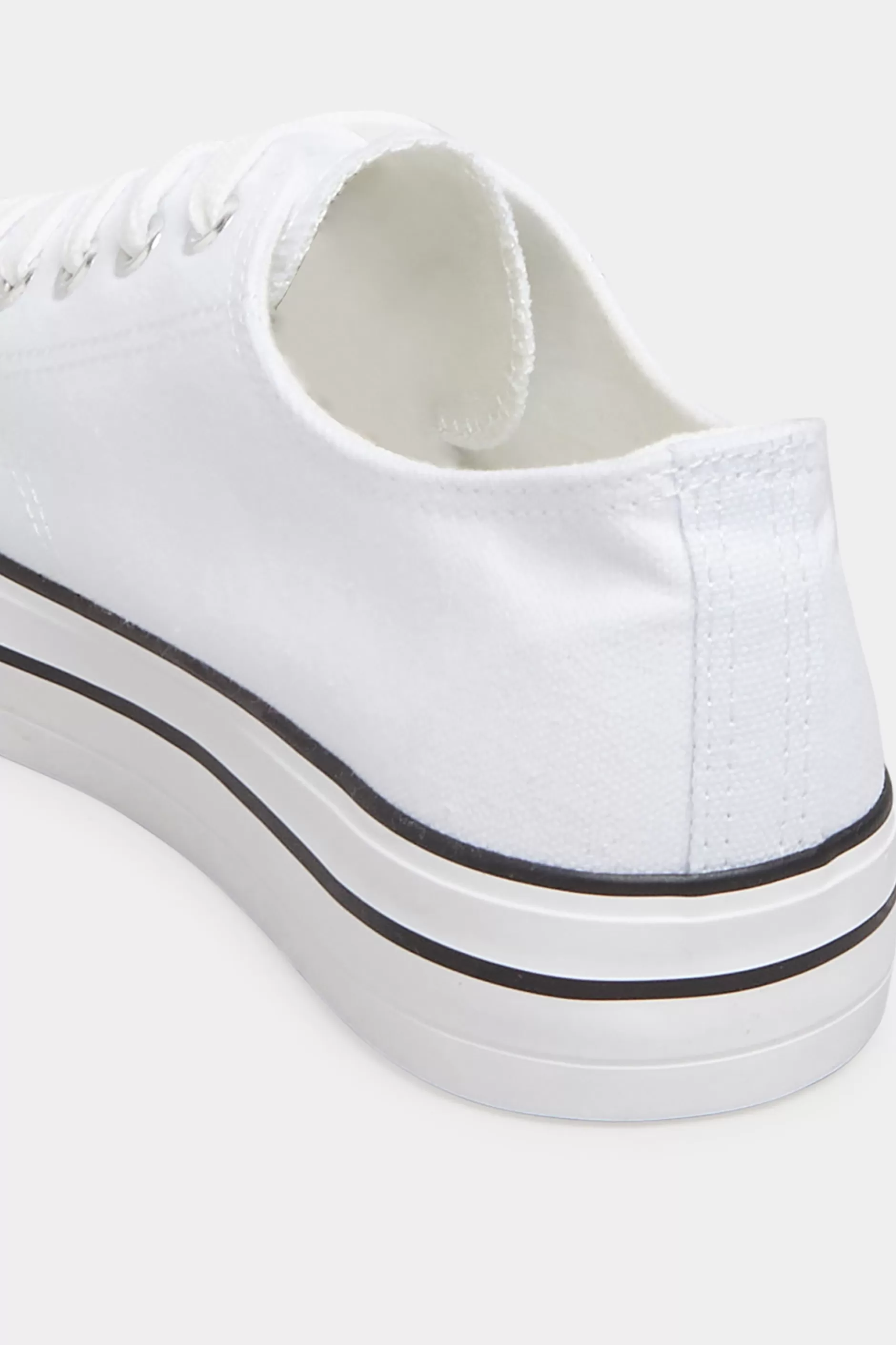 Women M&Co Flat Shoes>Yours Yours White Canvas Platform Trainers In Wide E Fit