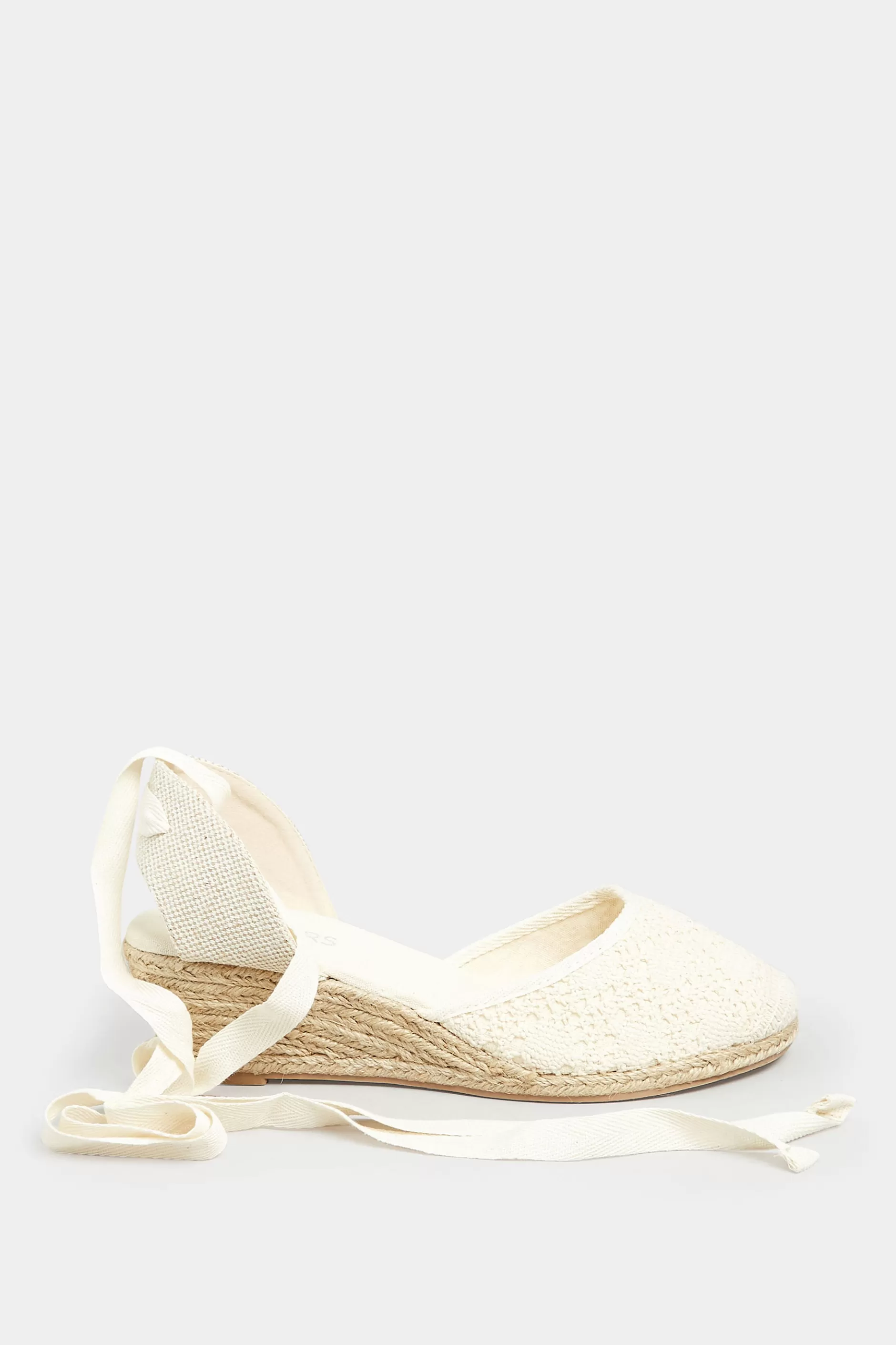 Women M&Co Sandals>Yours Yours White Crochet Lace Up Espadrille Wedges In Wide E Fit & Extra Wide Eee Fit