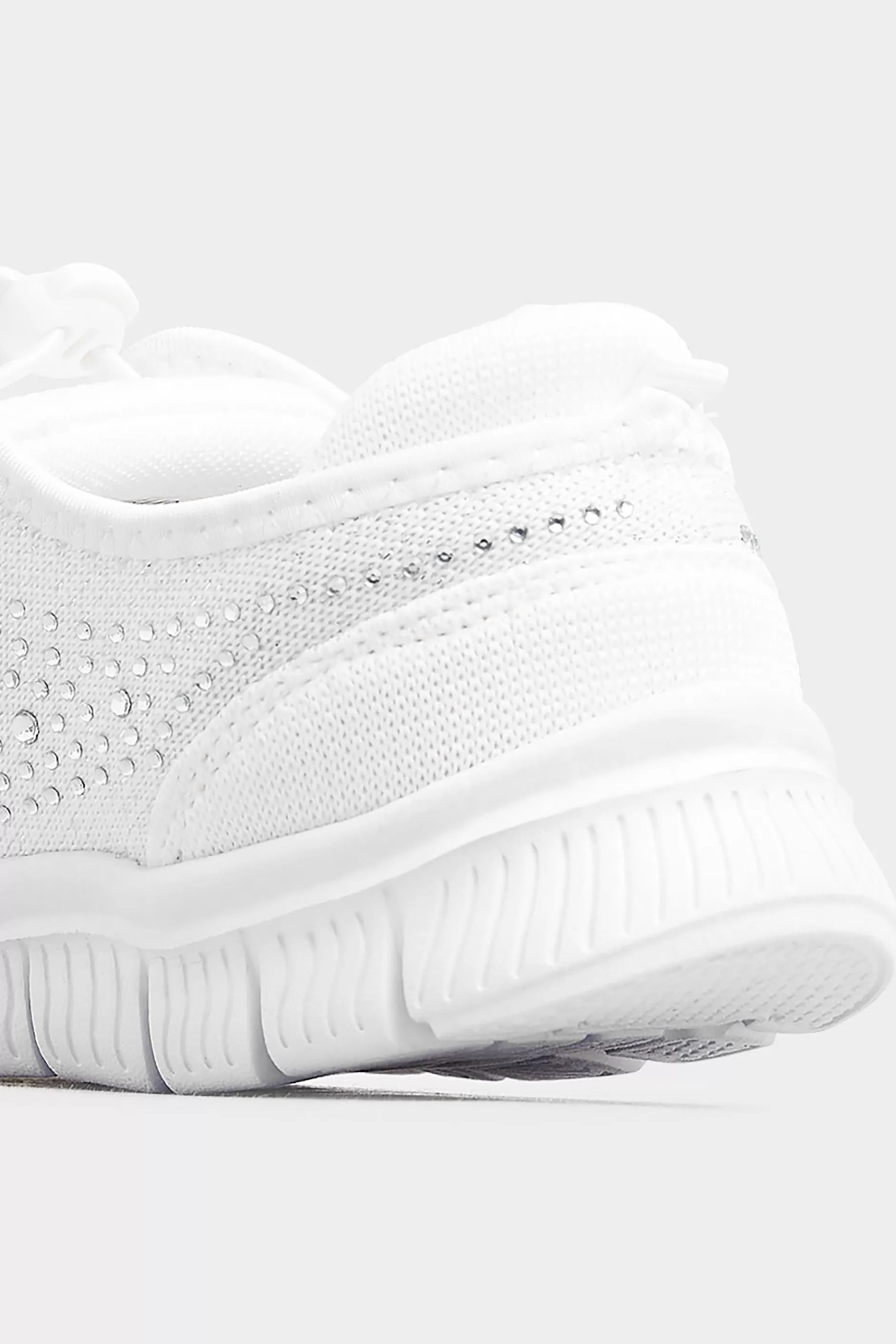 Women M&Co Trainers>Yours Yours White Diamante Embellished Trainer In Extra Wide Eee Fit