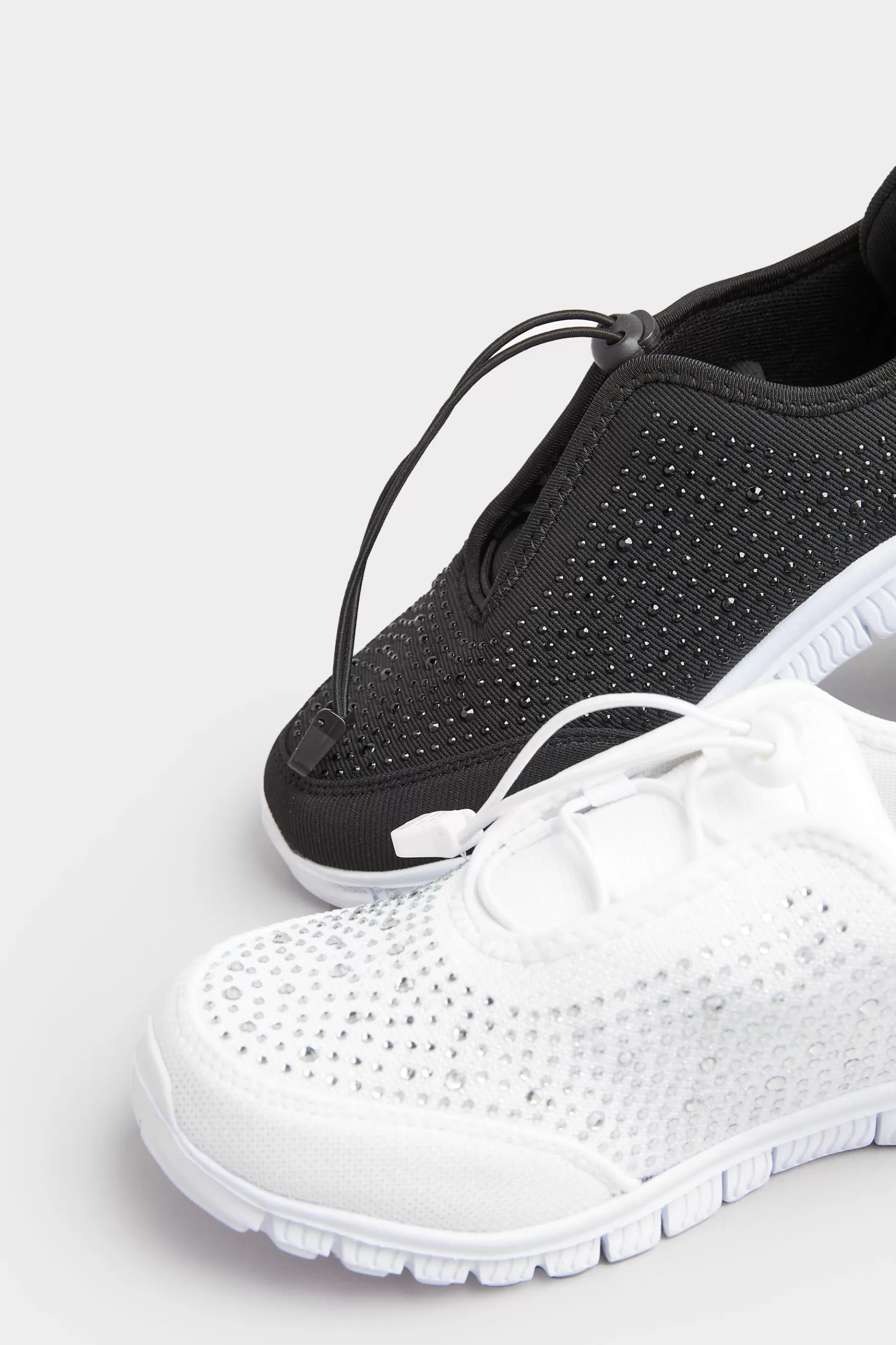 Women M&Co Trainers>Yours Yours White Diamante Embellished Trainer In Extra Wide Eee Fit