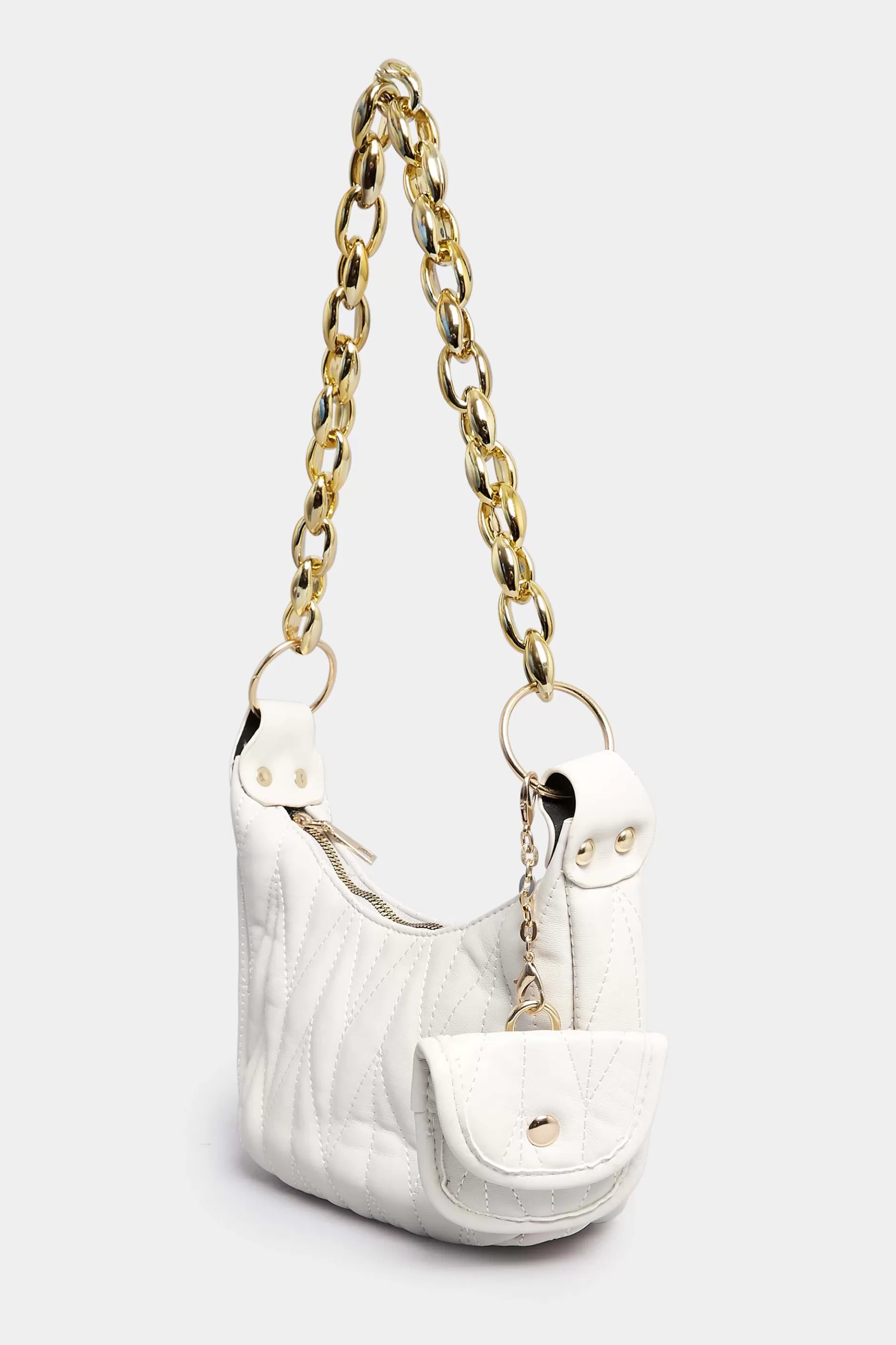 Women M&Co Bags>Yours Yours White Quilted Multi Pocket Chunky Chain Bag